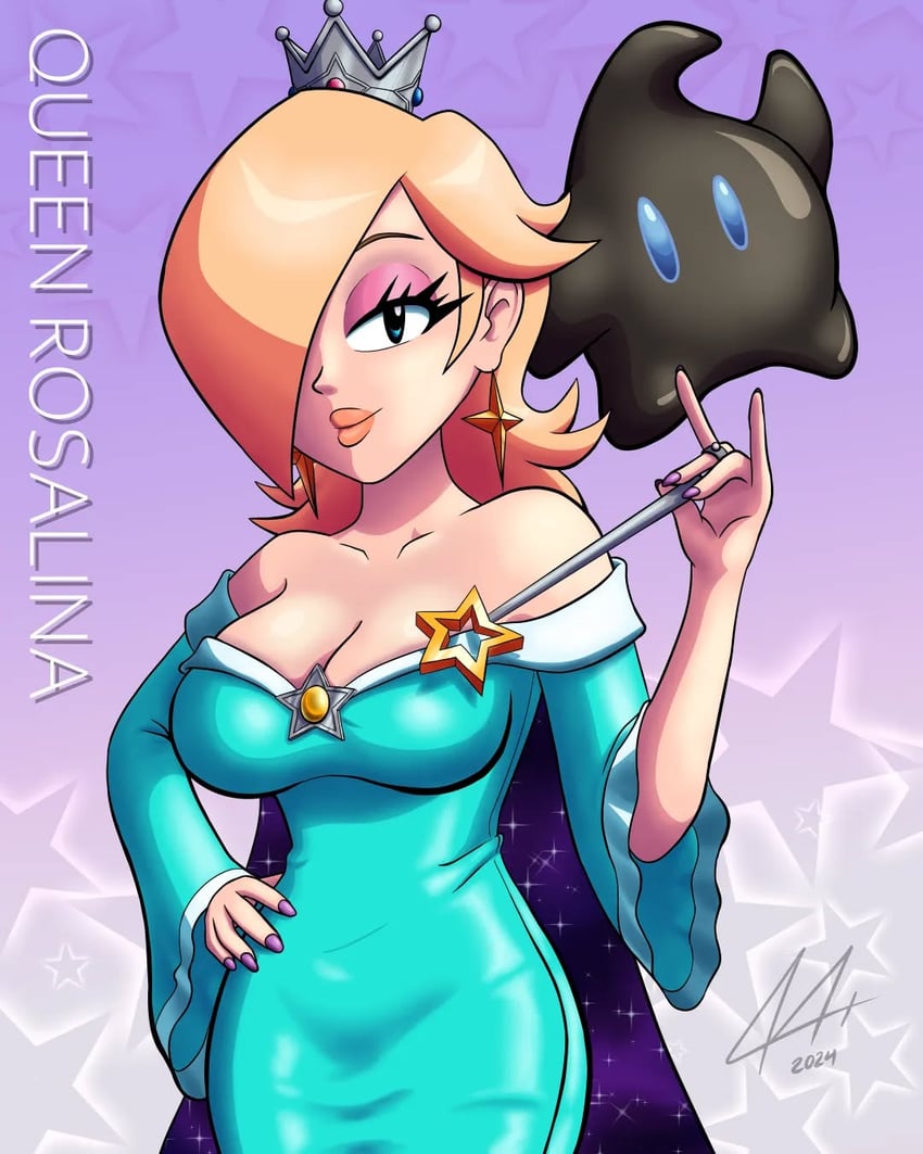 rosalina and polari (mario and 1 more) drawn by akhirodigital