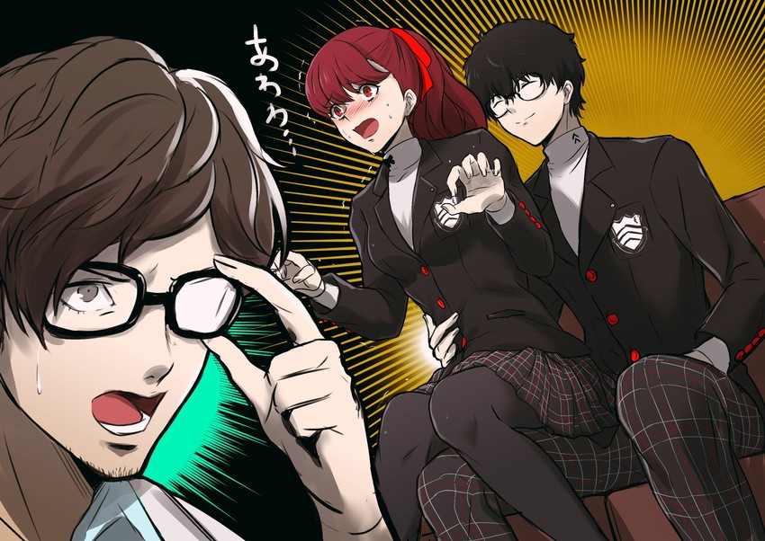amamiya ren, yoshizawa kasumi, and maruki takuto (persona and 2 more) drawn by igusaharu