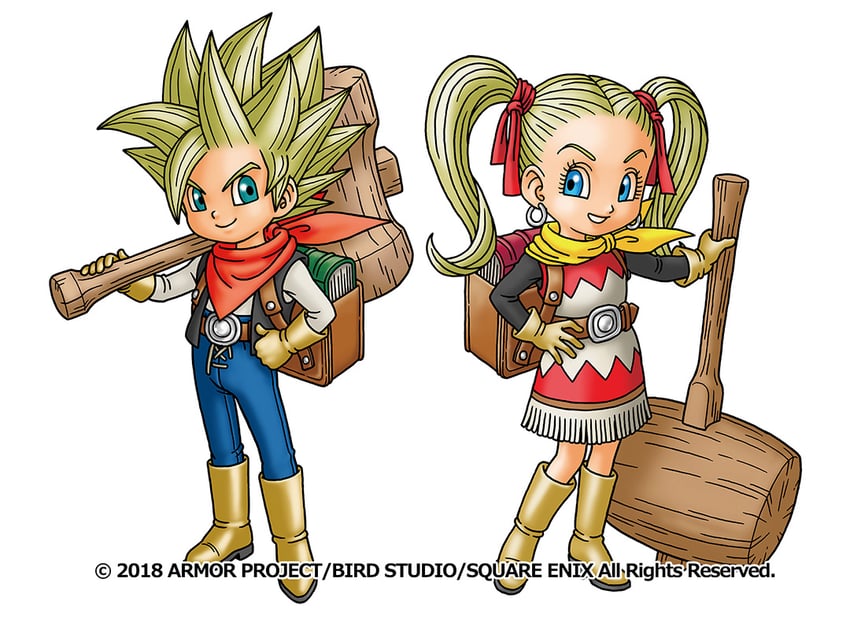 female builder and male builder (dragon quest and 1 more) drawn by toriyama_akira