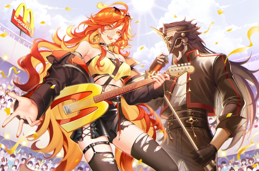 mavuika and capitano (genshin impact and 1 more) drawn by minzu_u