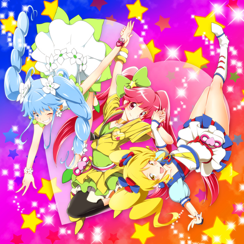 shirayuki hime, aino megumi, oomori yuuko, cure lovely, cure princess, and 1 more (precure and 1 more) drawn by yuto_(dialique)