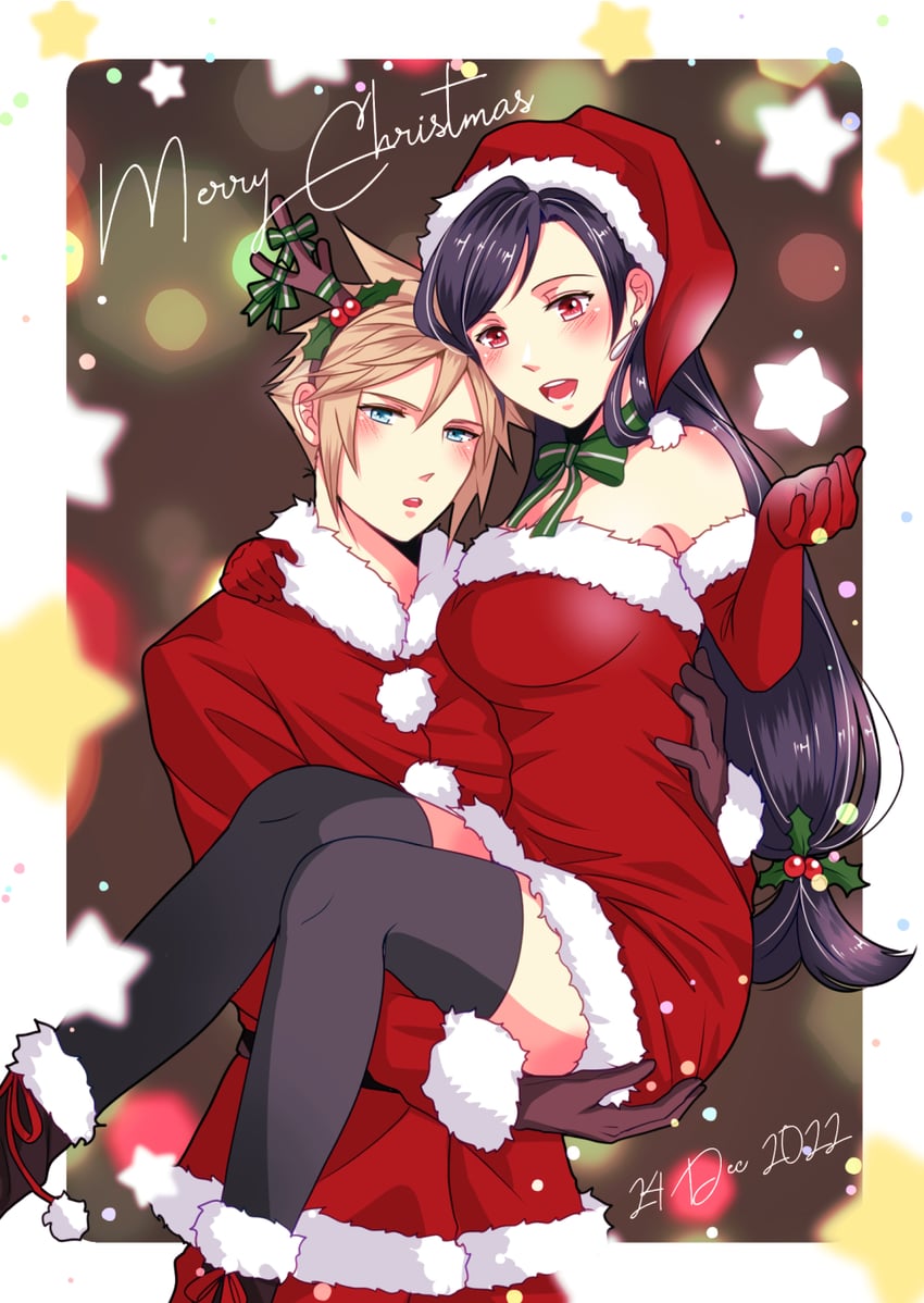 tifa lockhart and cloud strife (final fantasy and 2 more) drawn by babigonice