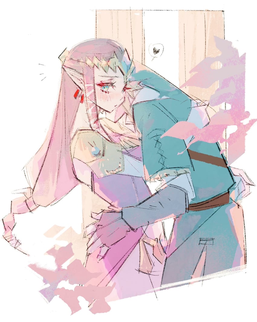 link and princess zelda (the legend of zelda and 1 more) drawn by manodemarina