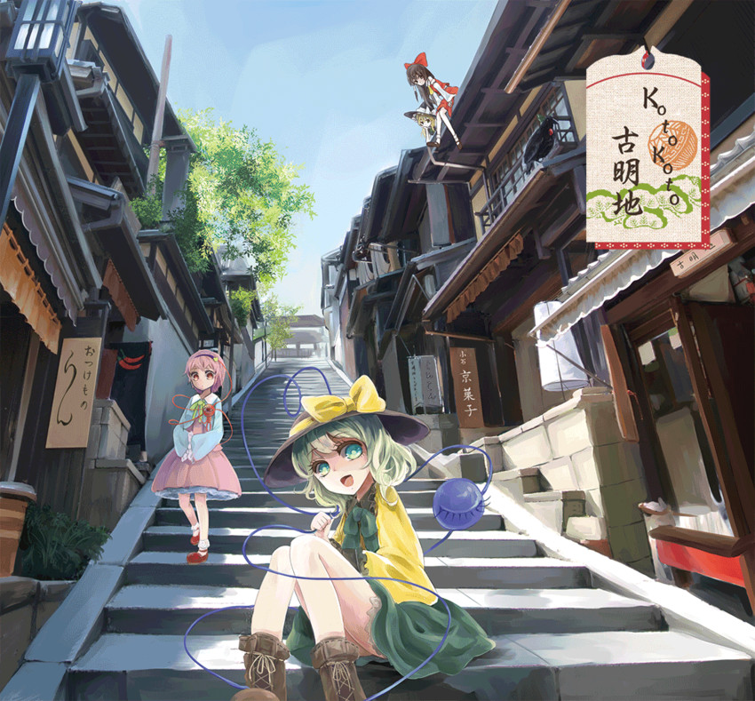 hakurei reimu, kirisame marisa, komeiji koishi, komeiji satori, and reiuji utsuho (touhou) drawn by rikapo