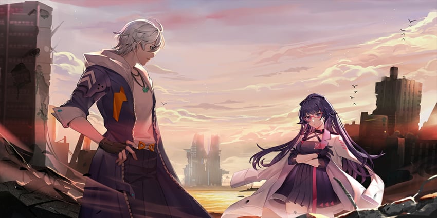 raiden mei and kevin kaslana (honkai and 1 more)