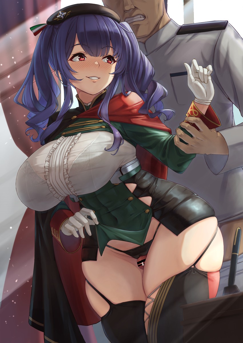 commander and pola (azur lane) drawn by momo_no_sukebe