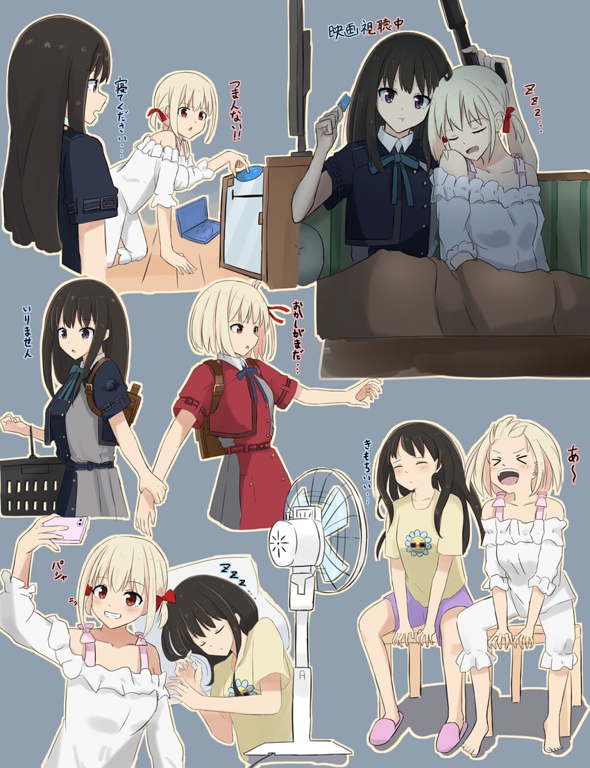 nishikigi chisato and inoue takina (lycoris recoil) drawn by torigon