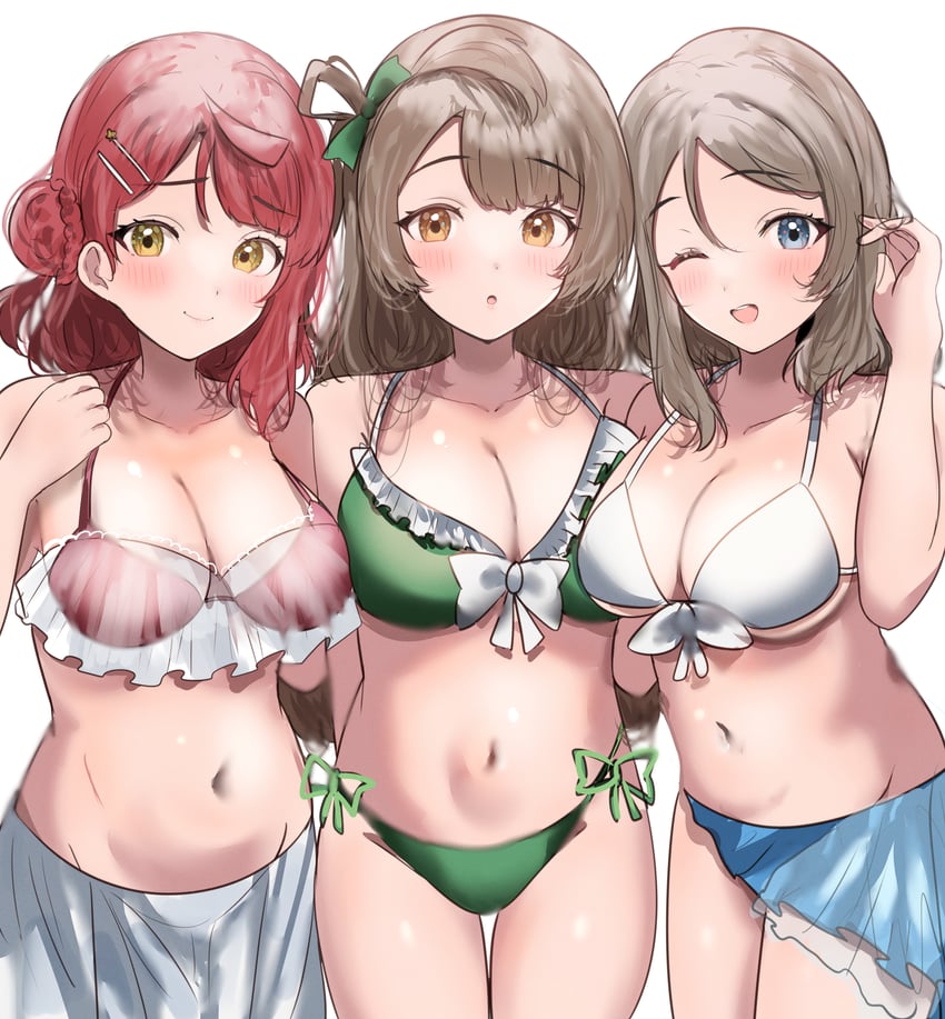 watanabe you, minami kotori, and uehara ayumu (love live! and 3 more) drawn by sunya_(honorin-yuunibo)