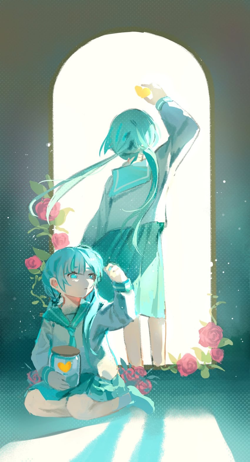 hatsune miku (vocaloid and 1 more) drawn by inu_totemo