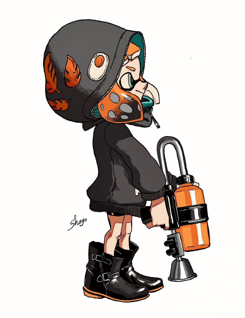 inkling player character and inkling girl (splatoon and 1 more) drawn by shogo_(shogo70449442)