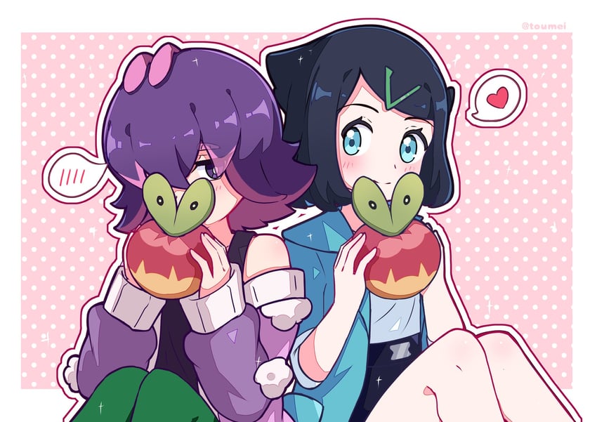 liko, dot, and applin (pokemon and 1 more) drawn by toumei_4869