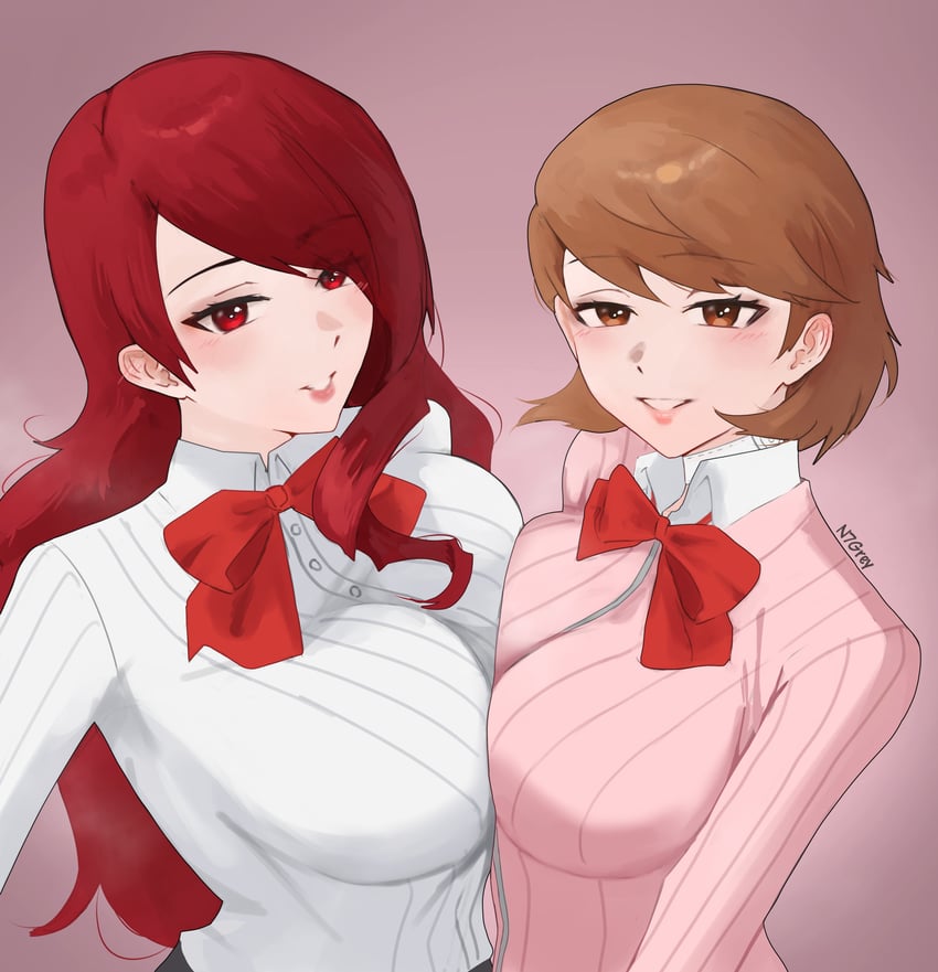 takeba yukari and kirijou mitsuru (persona and 1 more) drawn by n7grey
