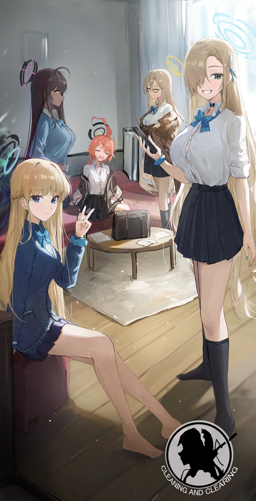 asuna, toki, karin, neru, and akane (blue archive) drawn by jianjia