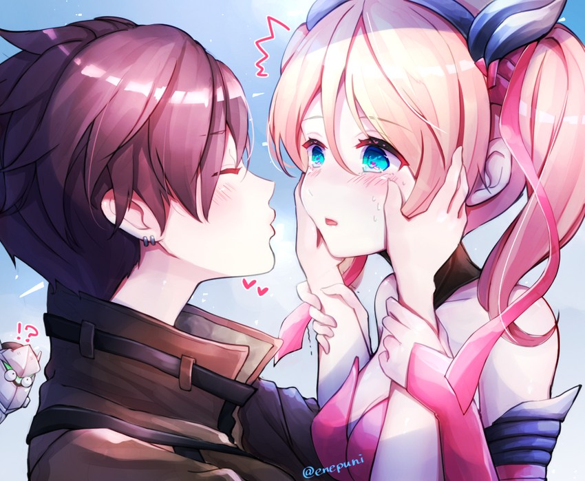 mercy, tracer, genji, and pink mercy (overwatch and 1 more) drawn by eneru_(enepuni)