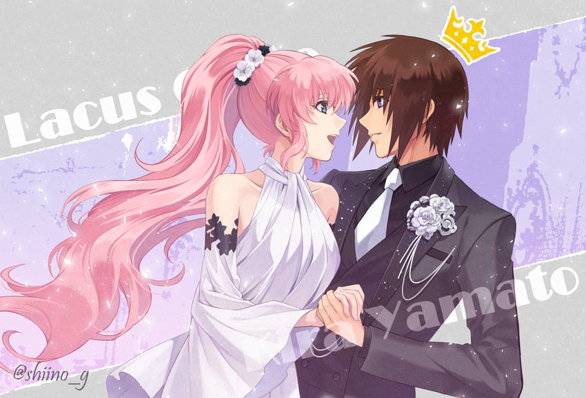 lacus clyne and kira yamato (gundam and 2 more) drawn by shiino_9