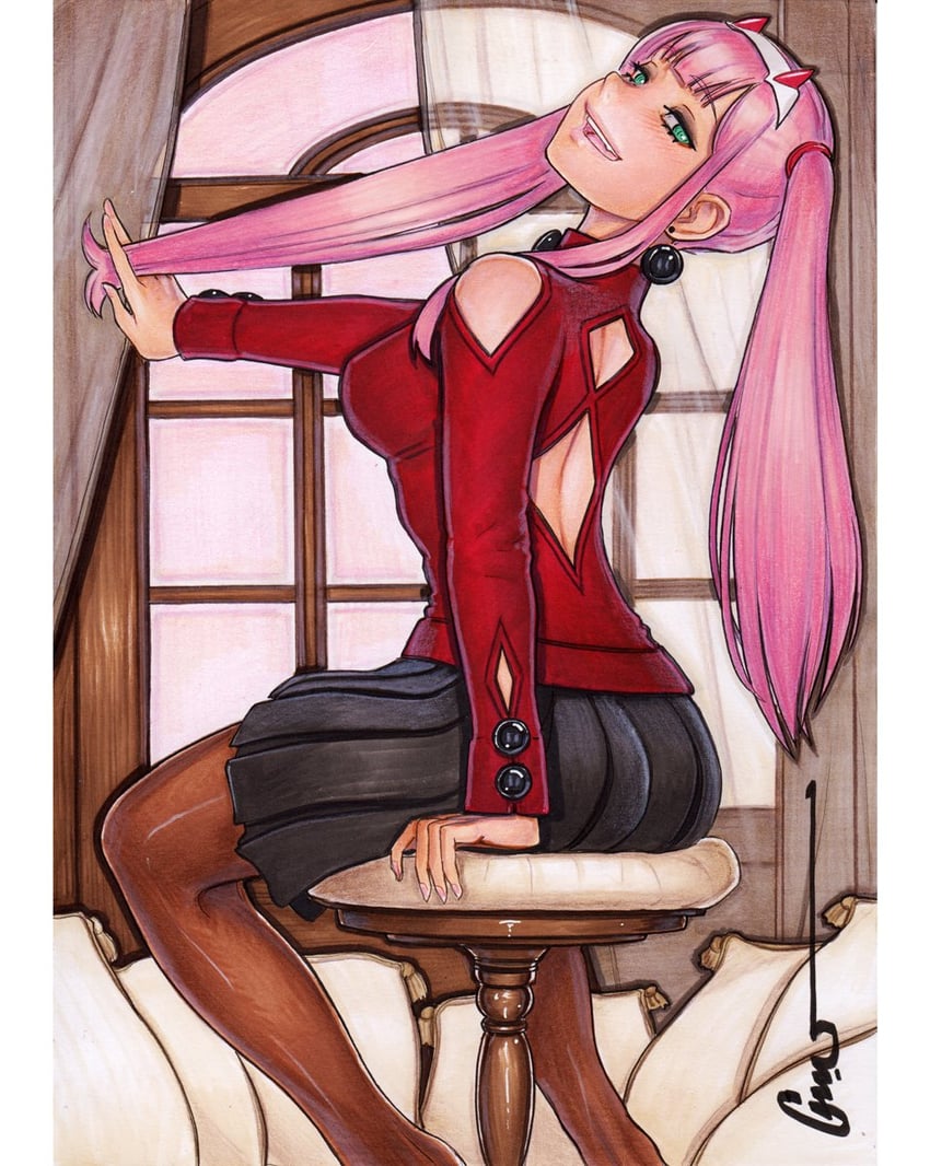 zero two (darling in the franxx) drawn by omar_dogan