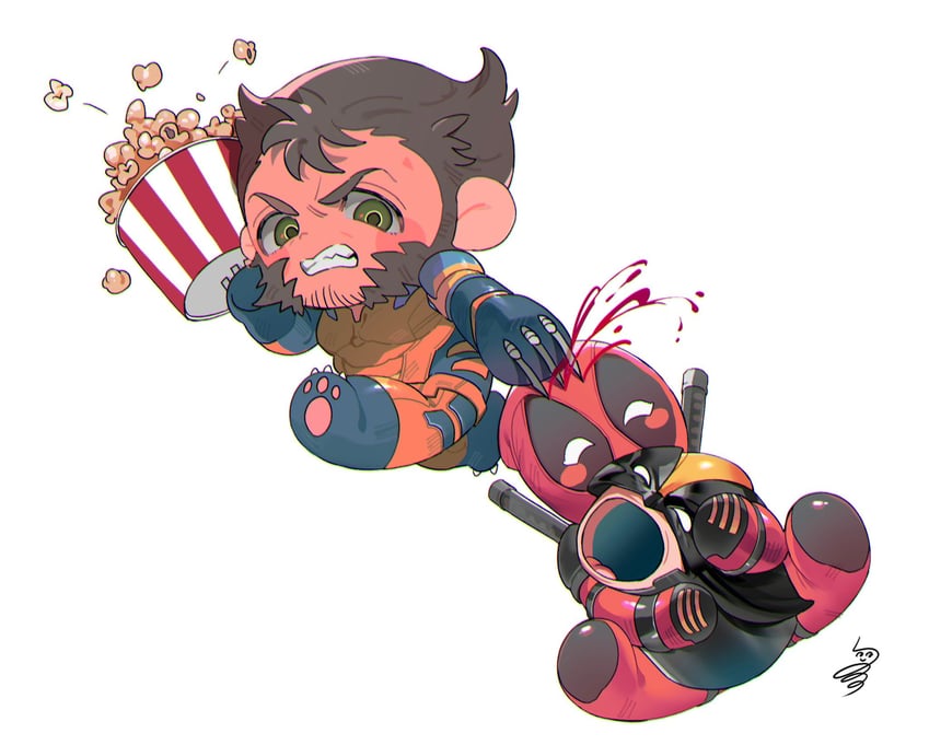wolverine and deadpool (marvel and 4 more) drawn by hoshiimopotato