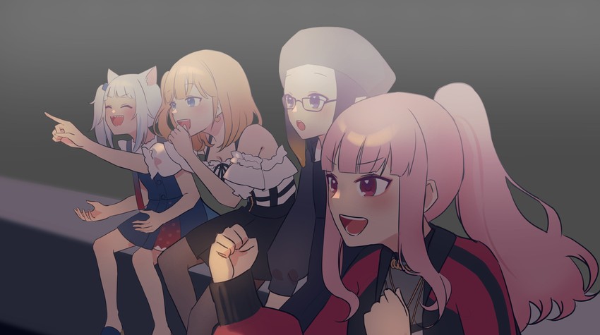 gawr gura, mori calliope, ninomae ina'nis, and watson amelia (hololive and 1 more) drawn by yunare