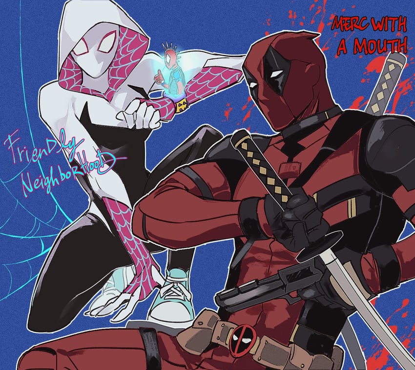 deadpool, spider-gwen, and spider-punk (marvel and 4 more) drawn by gugusam0