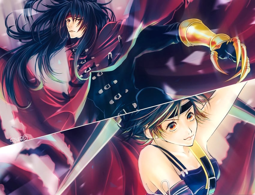yuffie kisaragi and vincent valentine (final fantasy and 2 more) drawn by s_hitorigoto3