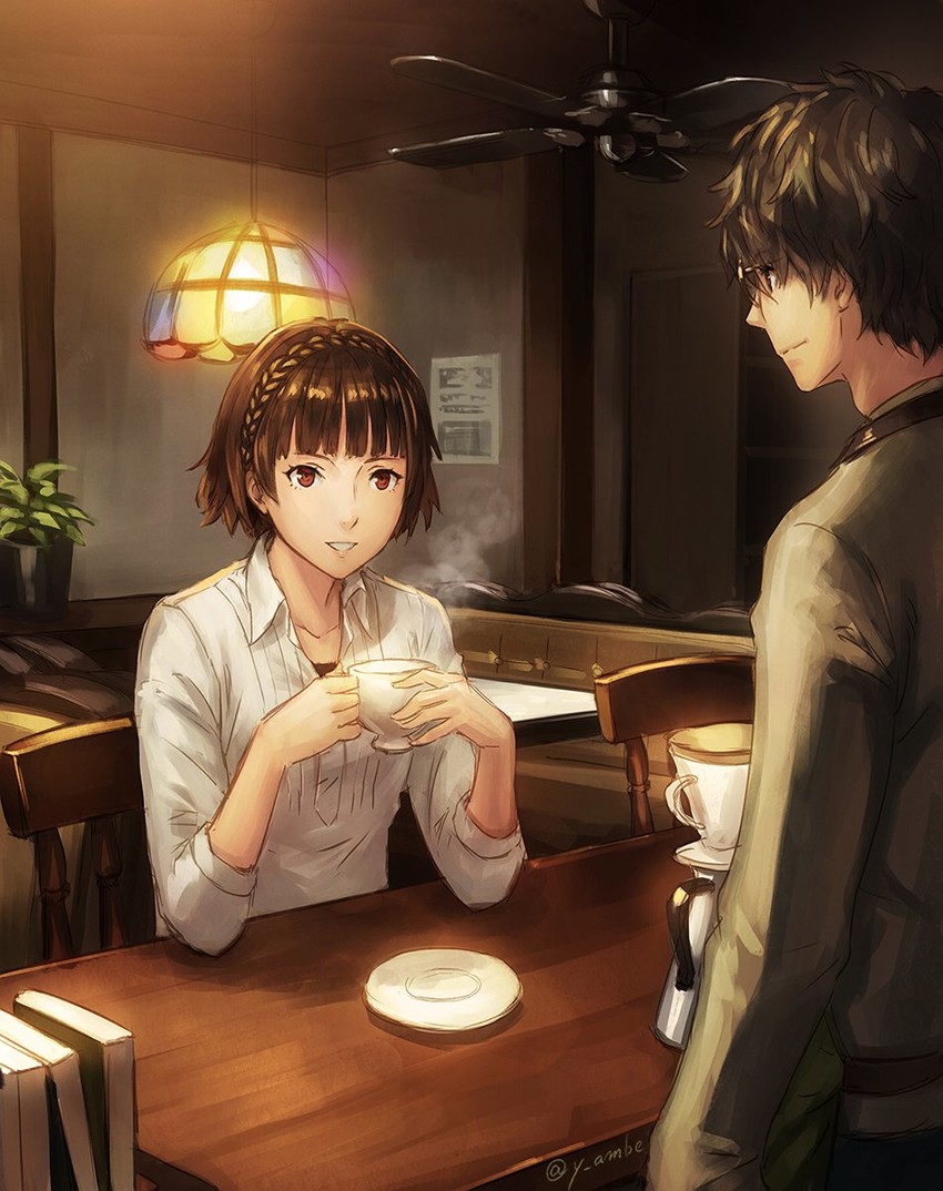 amamiya ren and niijima makoto (persona and 1 more) drawn by anbe_yoshirou