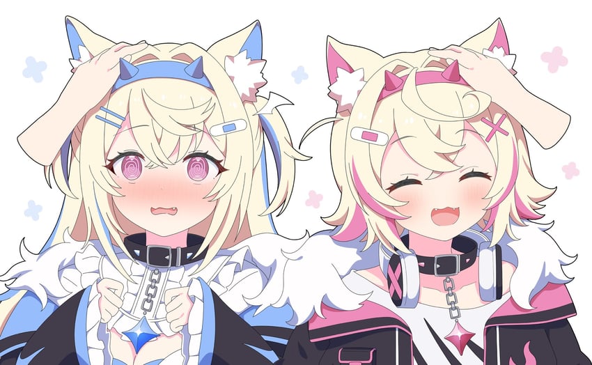 fuwawa abyssgard and mococo abyssgard (hololive and 1 more) drawn by yuu-kun_(inugamikenoy)