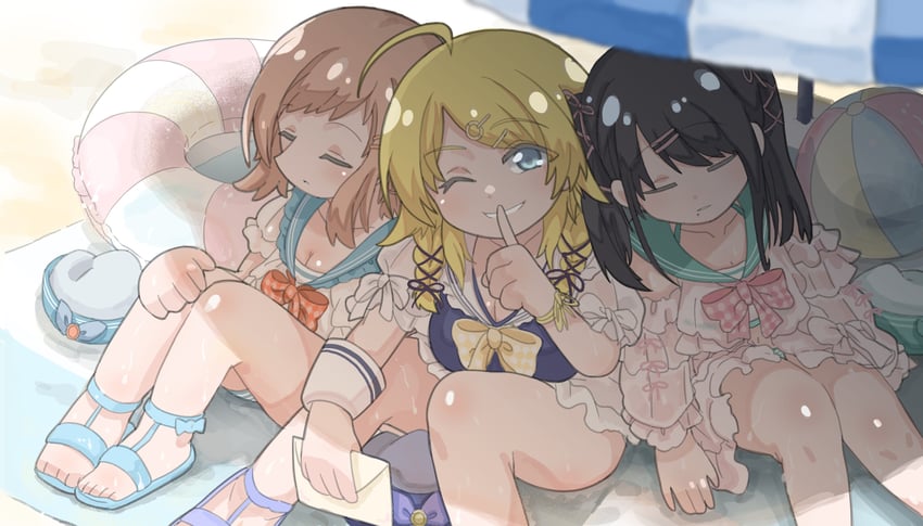 hachimiya meguru, sakuragi mano, and kazano hiori (idolmaster and 1 more) drawn by shinya_hoiku