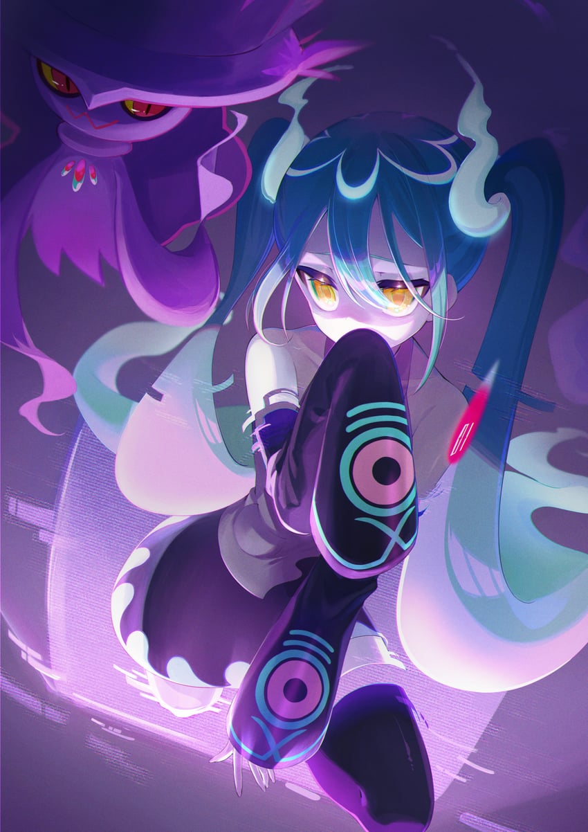 hatsune miku, mismagius, and ghost miku (pokemon and 2 more) drawn by acchun