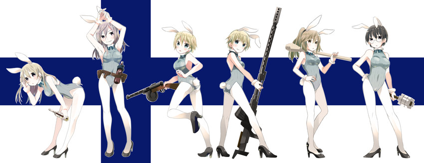 eila ilmatar juutilainen, nikka edvardine katajainen, aurora e. juutilainen, hanna wind, eini a lukkanen, and 1 more (world witches series and 3 more) drawn by suomio