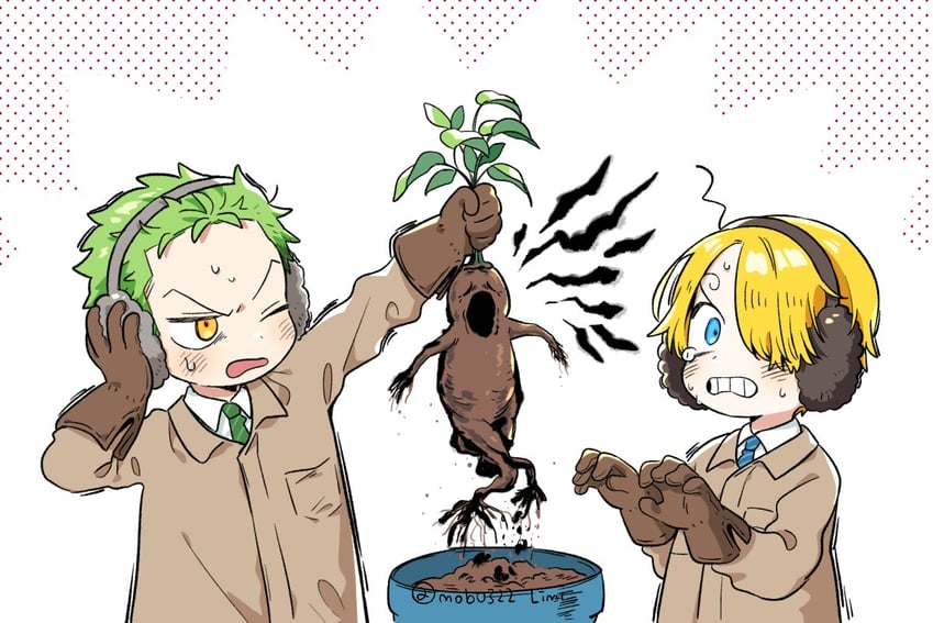 roronoa zoro and sanji (one piece and 2 more) drawn by mob0322