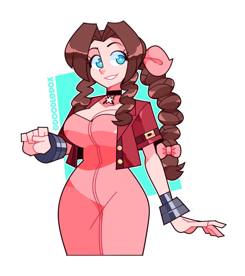 aerith gainsborough (final fantasy and 1 more) drawn by doodledox