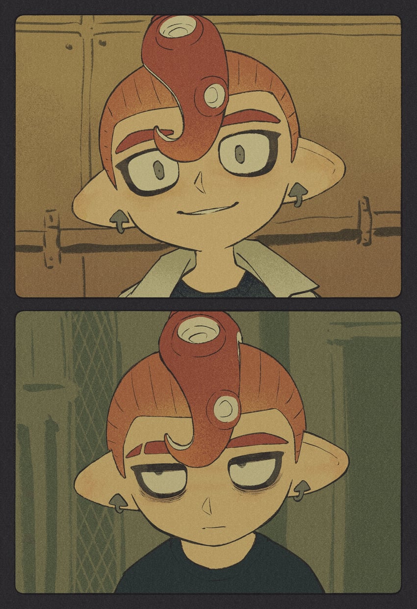 octoling player character and octoling boy (splatoon and 1 more) drawn by iwamushi