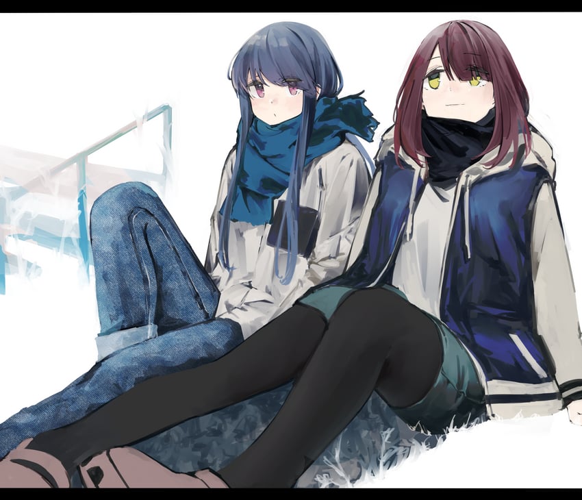 shima rin and toki ayano (yurucamp) drawn by maegami_(daisuki_oekaki1)