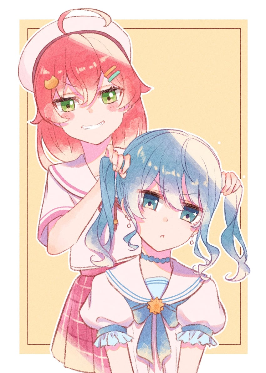 hoshimachi suisei and sakura miko (hololive) drawn by violet_viora