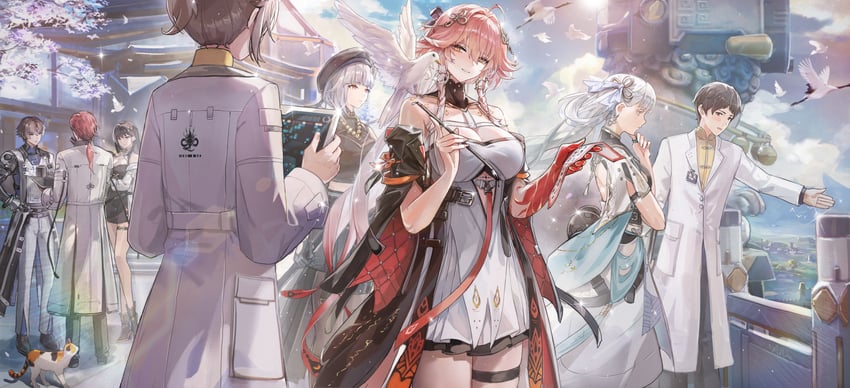 changli, jinhsi, sanhua, baizhi, xiangli yao, and 1 more (wuthering waves) drawn by xude