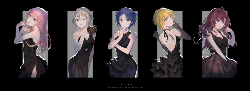 jougasaki mika, ichinose shiki, hayami kanade, miyamoto frederica, and shiomi syuko (idolmaster and 1 more) drawn by hagino_(axgh)