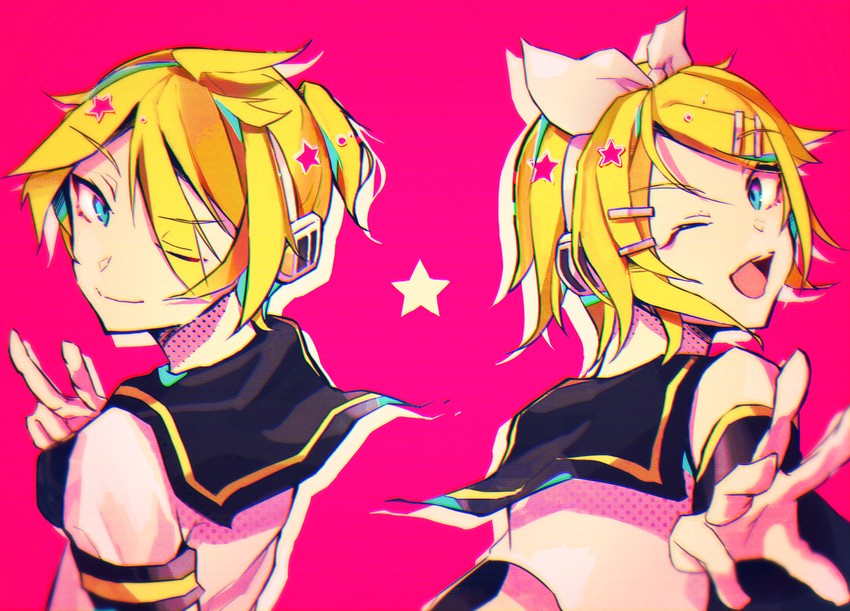 kagamine rin and kagamine len (vocaloid) drawn by kikori70796699