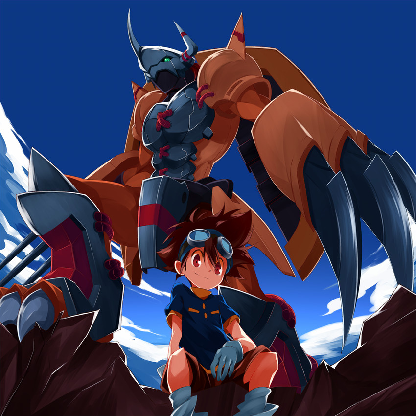 yagami taichi and wargreymon (digimon and 1 more) drawn by mikan_(mkn_0710)