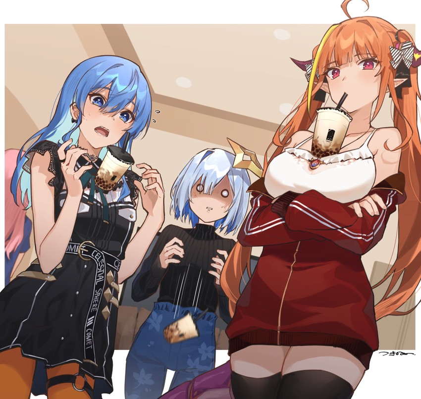 hoshimachi suisei, amane kanata, kiryu coco, and anemachi (hololive) drawn by tsukino_(nakajimaseiki)
