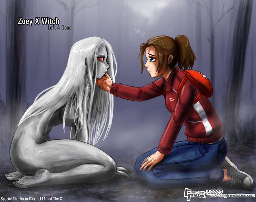 zoey and witch (left 4 dead and 1 more) drawn by john_joseco
