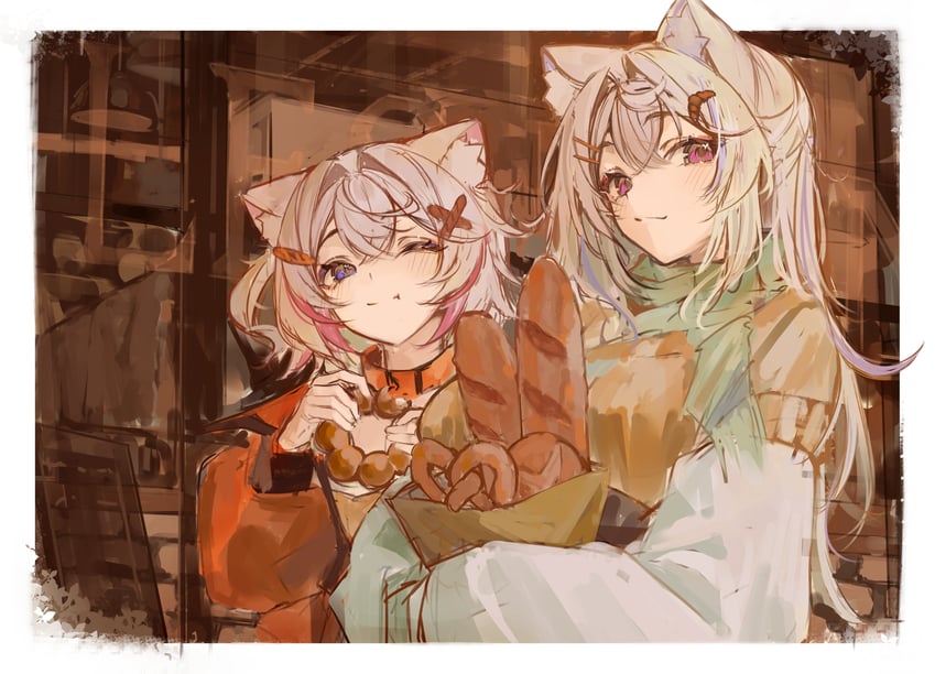 fuwawa abyssgard and mococo abyssgard (hololive and 1 more) drawn by naokomama