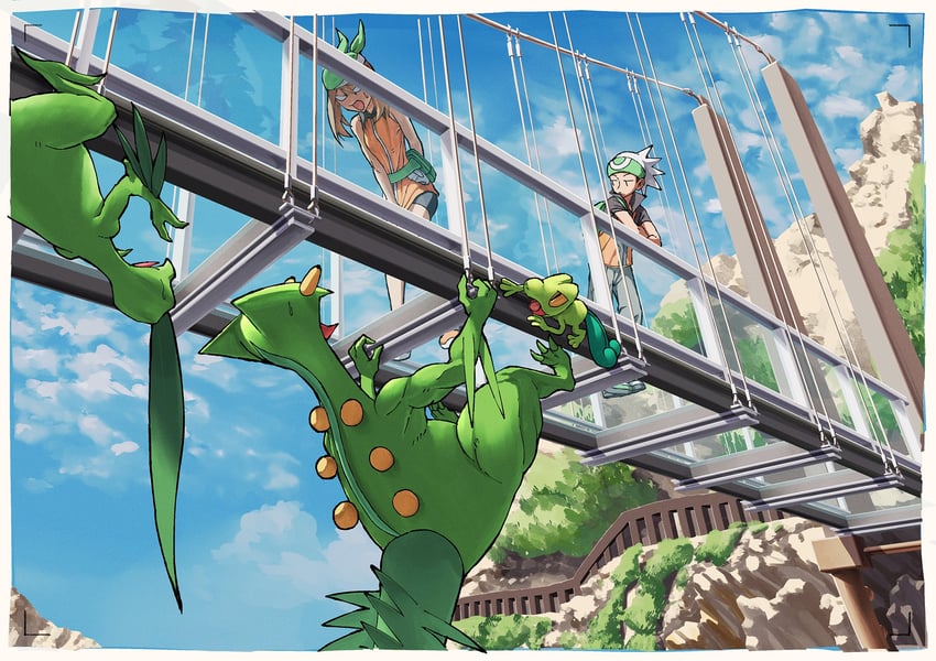 may, brendan, treecko, sceptile, and grovyle (pokemon and 2 more) drawn by how_long