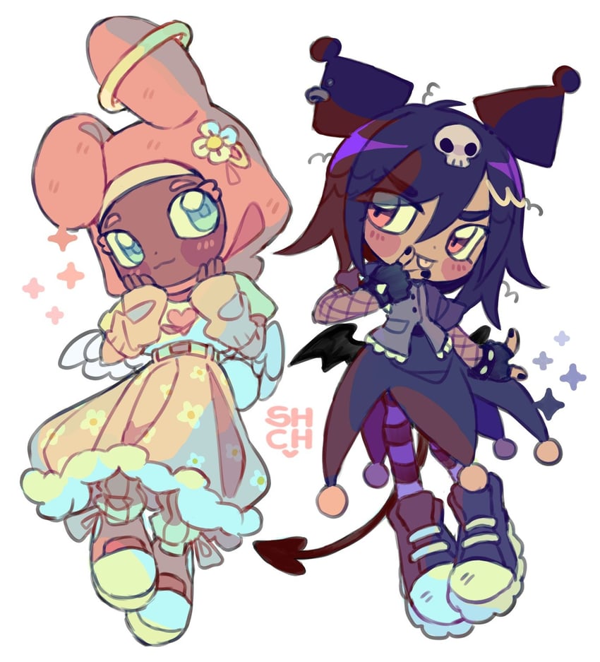 my melody and kuromi (sanrio and 1 more) drawn by sharpycharot