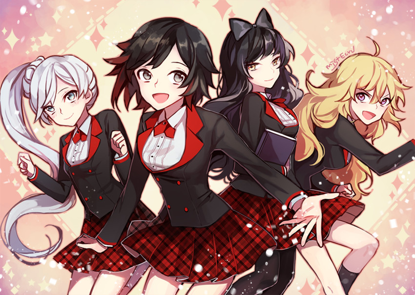 ruby rose, weiss schnee, yang xiao long, and blake belladonna (rwby) drawn by ecru