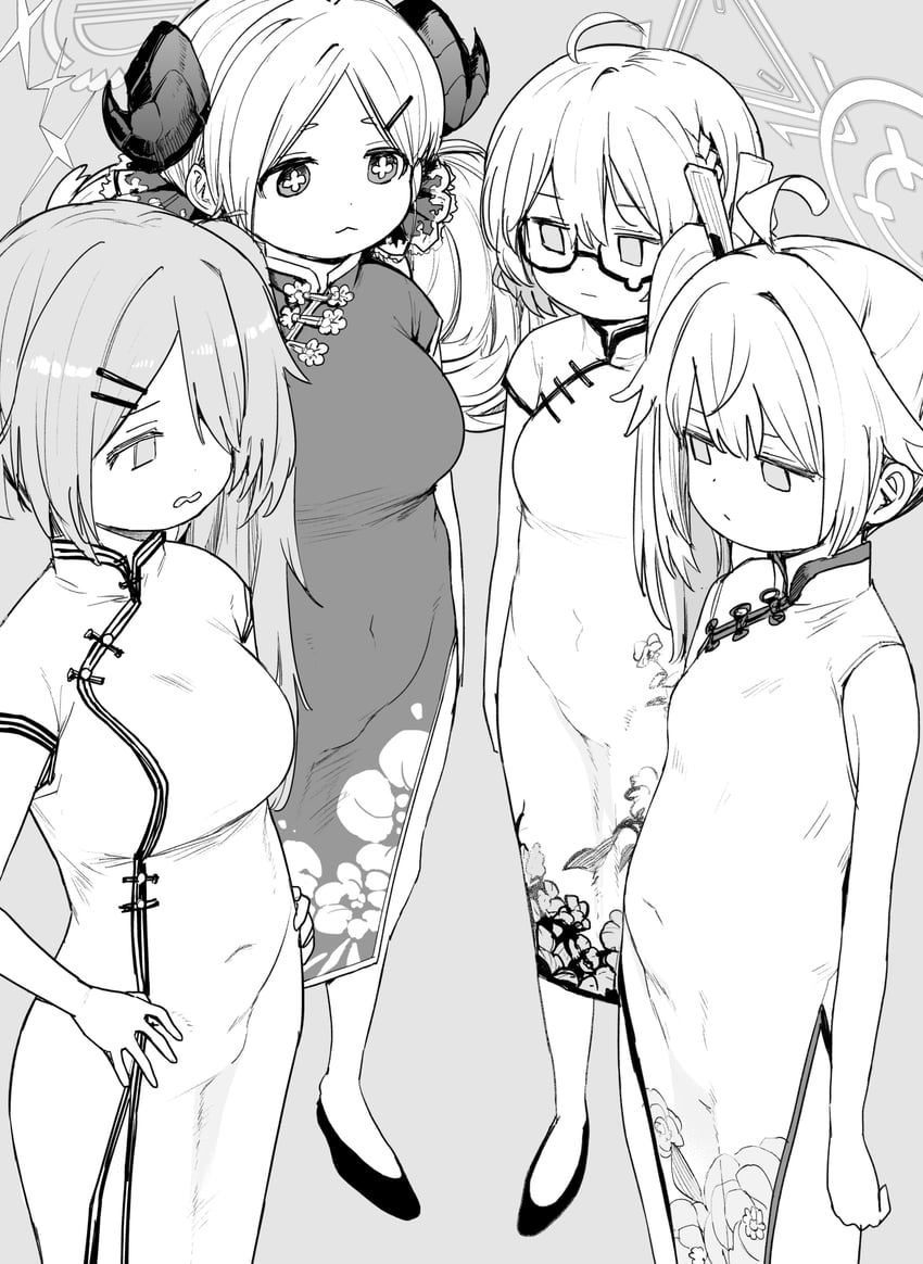 natsu, hiyori, kotori, and izumi (blue archive) drawn by sadamatsu_ryuuichi