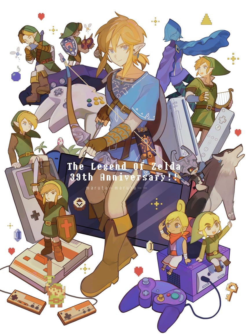 link, midna, toon link, young link, navi, and 5 more (the legend of zelda and 5 more) drawn by maruta_maruta