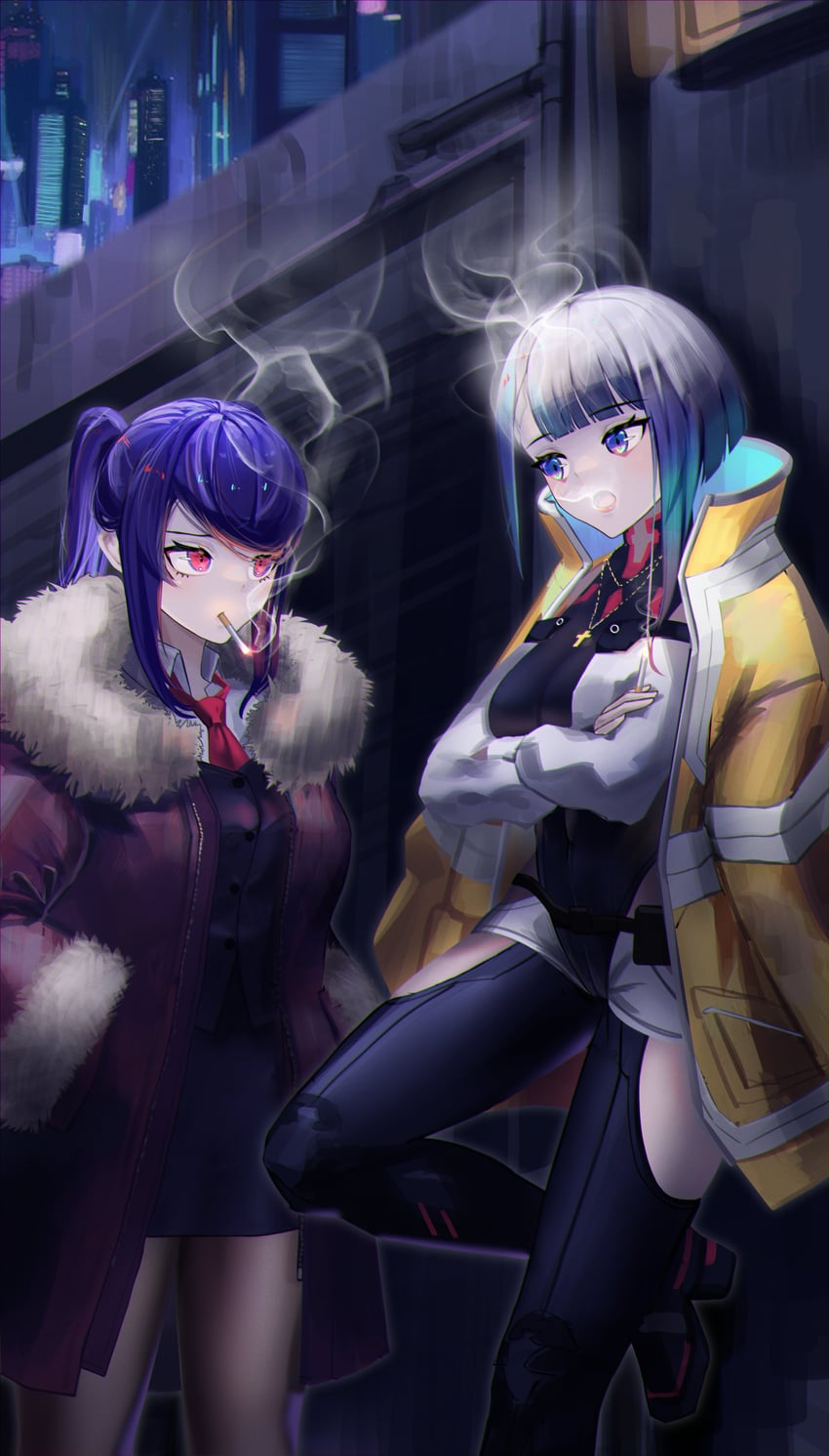 lucy and jill stingray (cyberpunk and 3 more) drawn by geomiddang