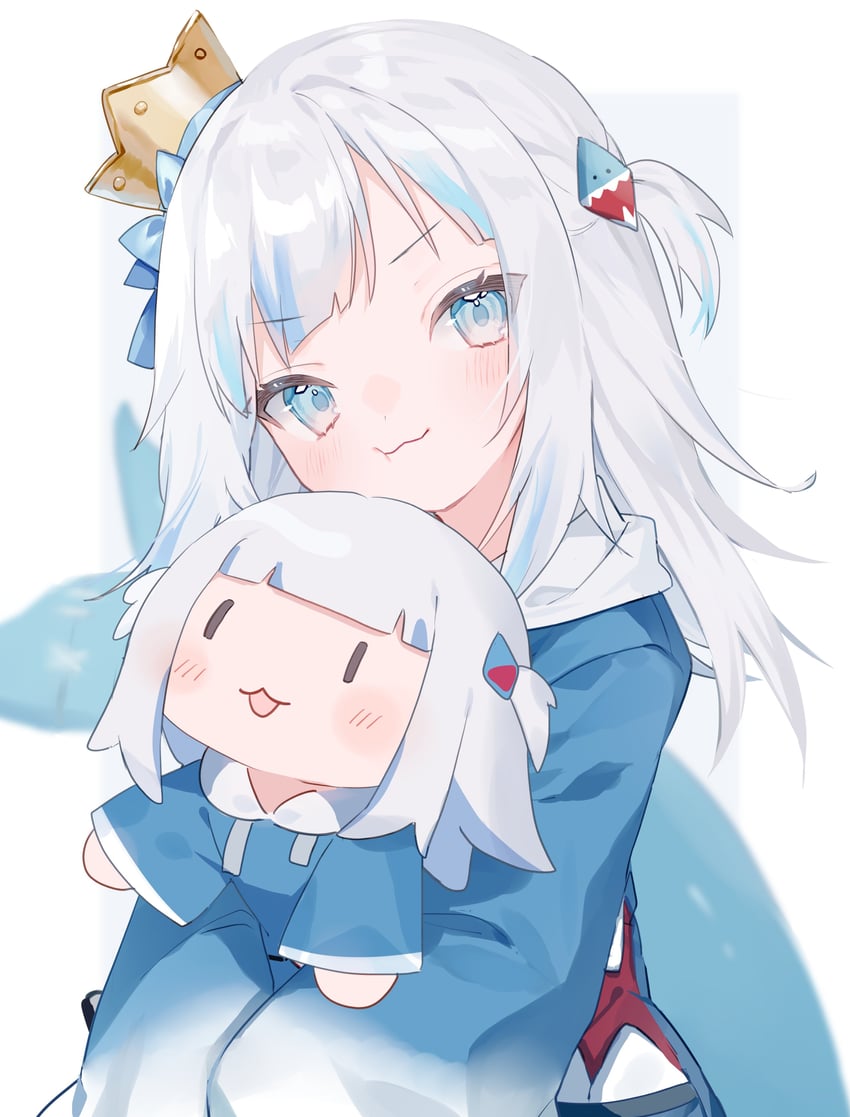 gawr gura and smol gura (hololive and 1 more) drawn by mokyuko