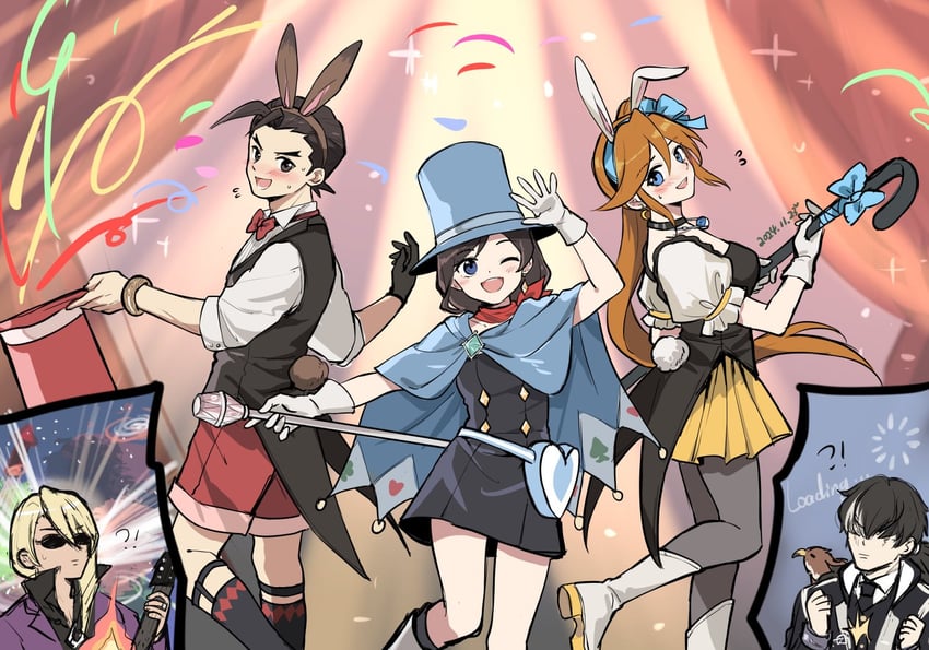 apollo justice, trucy wright, athena cykes, klavier gavin, simon blackquill, and 1 more (ace attorney) drawn by senki_xl
