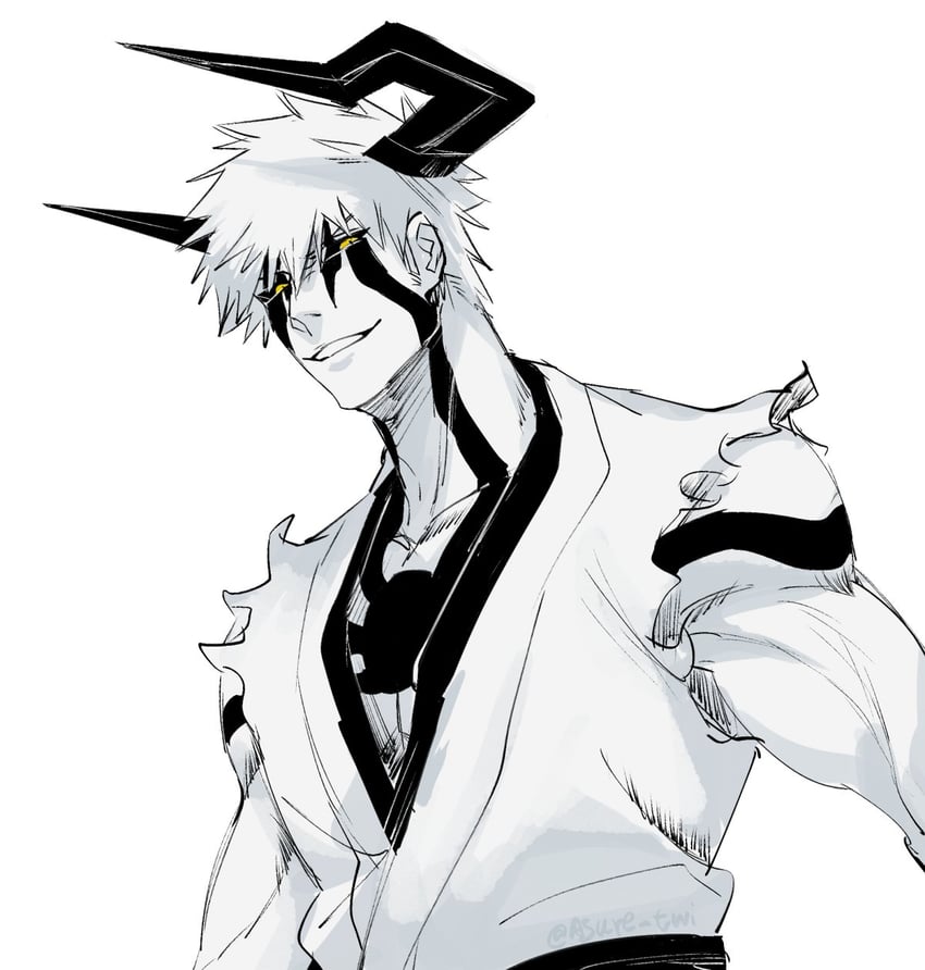 hollow ichigo (bleach) drawn by asure_(asure_twi)